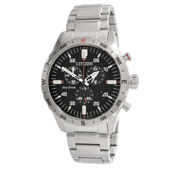 Citizen Men's Watch - Eco-Drive Chronograph Black Dial Steel Bracelet | AT2520-89E