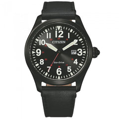 Citizen Men's Watch - Eco-Drive Date Black Dial Genuine Leather Strap | BM6835-23E