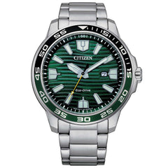 Citizen Men's Watch - Eco-Drive Green Dial Silver Tone Steel Bracelet | AW1526-89X