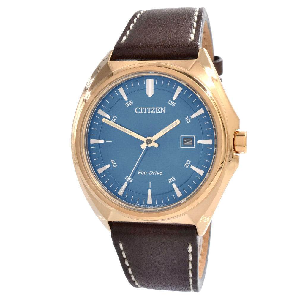 Citizen Men's Watch - Eco-Drive Power Reserve Blue Dial Brown Strap ...