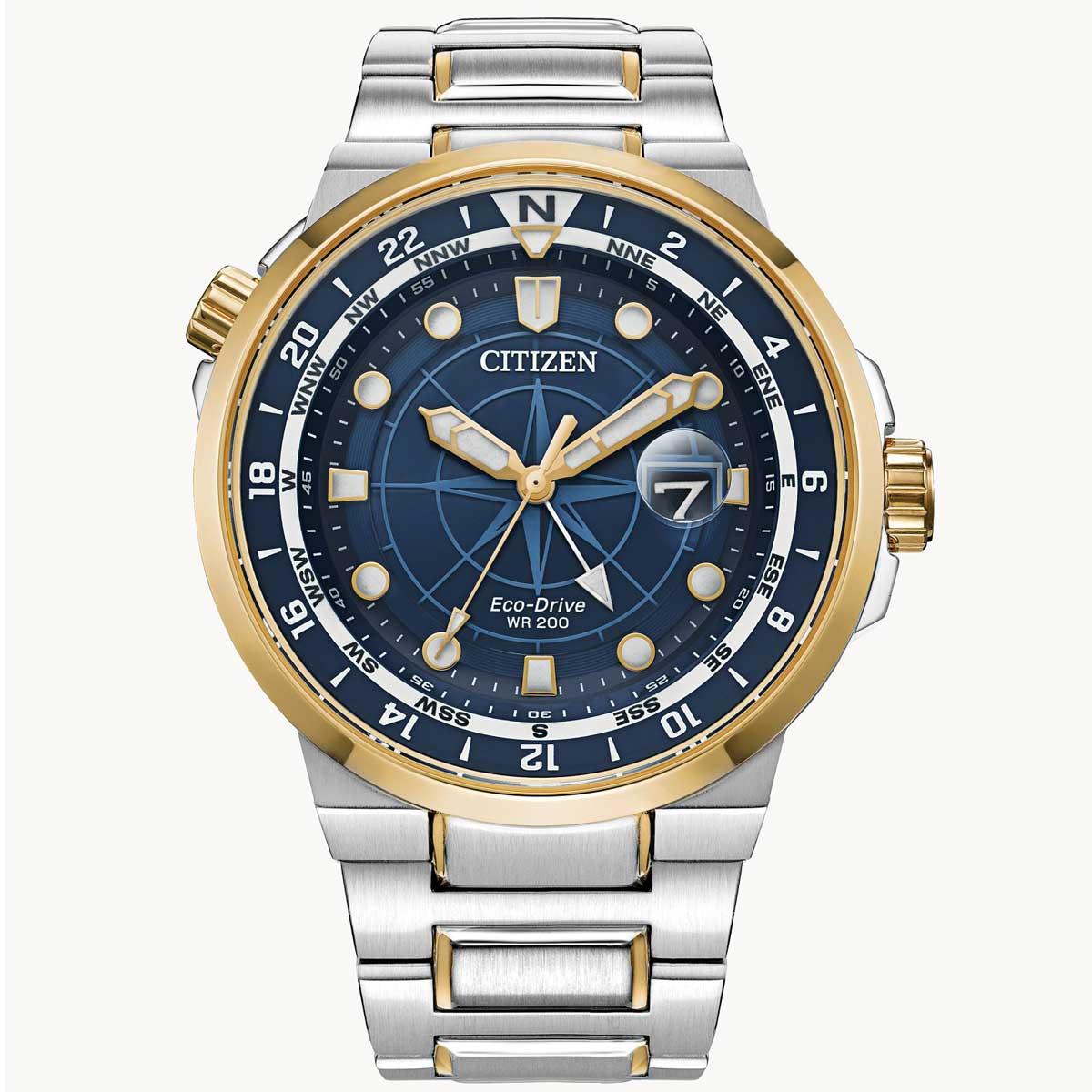Citizen Men's Eco-Drive Watch - Dress Blue Dial Two Tone Bracelet