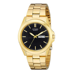 Citizen Men's Watch - Japanese Quartz Black Dial Yellow Gold Bracelet | BF0582-51F