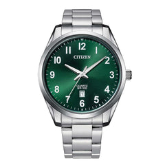 Citizen Men's Watch - Japanese Quartz Green Dial Silver Steel Bracelet | BI1031-51X