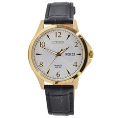 Citizen Men's Watch - Japanese Quartz Silver Dial Black Leather Strap | BF2003-25A
