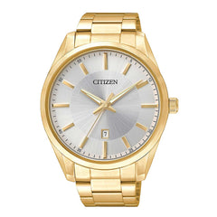 Citizen Men's Watch - Japanese Quartz Silver Dial Yellow Gold Bracelet | BI1032-58A
