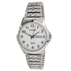 Citizen Men's Watch - Japanese Quartz White Dial Silver Steel Bracelet | BF5000-94A