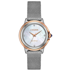 Citizen Women's Eco Drive Watch - Ceci Diamond MOP Dial Mesh Bracelet | EM0796-59Y