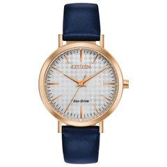 Citizen Women's Eco Drive Watch - Drive Silver Tone Dial Leather Strap | EM0763-07A