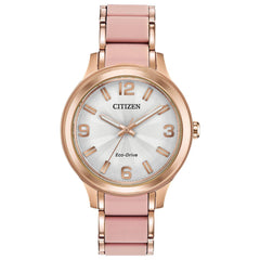 Citizen Women's Eco Drive Watch - Drive Silver Tone Dial Two Tone Bracelet | FE7073-54A