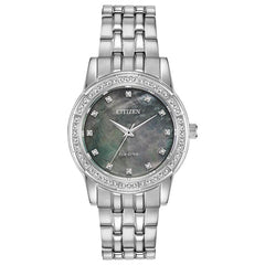 Citizen Women's Eco Drive Watch - Silhouette Crystal MOP Dial Bracelet | EM0768-54E
