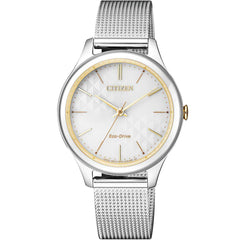 Citizen Women's Watch - White Dial Silver Stainless Steel Mesh Bracelet | EM0504-81A