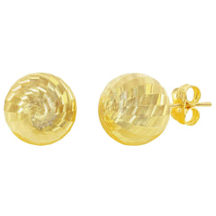 Women's Earrings - 14K YG Diamond-Cut 10mm Bead Studs | 14A-122