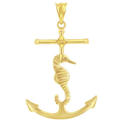 Women's Pendant - 14K Yellow Gold Sea Horse Anchor | 14J-211
