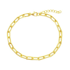 Classic Unisex Bracelet - Gold Plated Polished and Rope Design Paperclip | S-5128-GP
