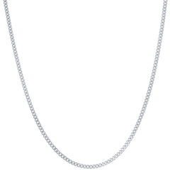 Classic Unisex Chain - Rhodium Plated Sterling Silver Curb 050, 24 inch | Q-5452-24