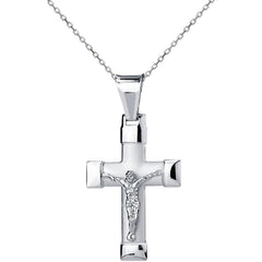 Classic Unisex Pendant with Chain - Sterling Silver Cross Shape Lobster Clasp | J-2091