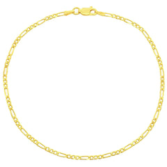 Classic Women's Anklet - Gold Plated Sterling Silver 2mm Figaro Design | Q-5759-9