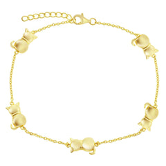 Classic Women's Anklet - Gold Plated Sterling Silver Cats by the Yard | R-9272-GP