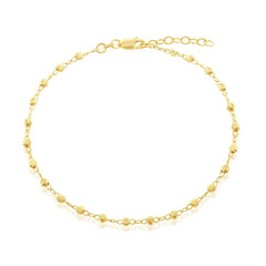 Classic Women's Anklet - Gold Plated Sterling Silver Diamond Cut Beads | R-9102-GP