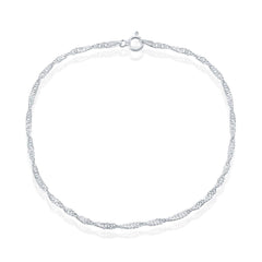 Classic Women's Anklet - Silver Plated 2mm Singapore | R-9259