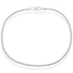 Classic Women's Anklet - Silver Plated Sterling 2.5mm Popcorn, 9 inch | R-9257-9