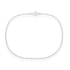 Classic Women's Anklet - Sterling Silver 1.8mm Diamond-Cut Beaded | R-9258