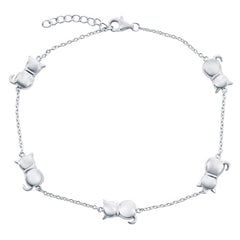 Classic Women's Anklet - Sterling Silver Cats by the Yard Lobster Clasp | R-9272