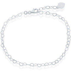 Classic Women's Anklet - Sterling Silver with Hanging Heart | R-9039-10