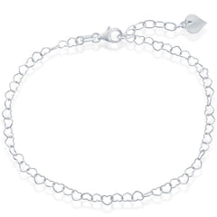 Classic Women's Anklet - Sterling Silver with Hanging Puffed Heart | R-9038-10