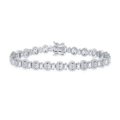 Classic Women's Bracelet - Alternating Baguette and Oval CZ 7.5 inch Tennis | T-7918