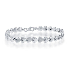 Classic Women's Bracelet - Alternating Plain and D-C Small Puffed Hearts | S-4727