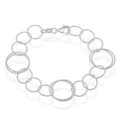 Classic Women's Bracelet - Sterling Linked Sparkling Circles | S-4683