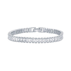 Classic Women's Bracelet - Sterling Silver 6mm Baguette White CZ Tennis | T-8067
