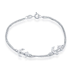 Classic Women's Bracelet - Sterling Silver Double Strand Anchor | S-4926
