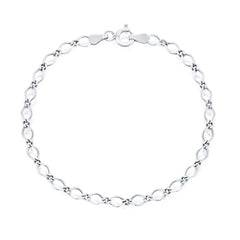 Classic Women's Bracelet - Sterling Silver Flat Linked Spring Clasp, 7 Inch | Q-5342-7