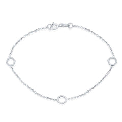 Classic Women's Bracelet - Sterling Silver Open Hexagon | S-4968