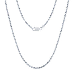 Classic Women's Chain - Rhodium Plated Sterling Silver 2.3mm Rope, 24 Inch | RPR-50-24