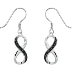 Classic Women's Earrings - Black Diamond Pave Infinity French Wire Closure | D-4705