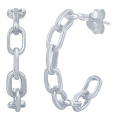 Classic Women's Earrings - Sterling Silver 21mm Paperclip Hoop | A-2672