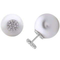 Classic Women's Earrings - Sterling Silver CZ Disc Front with Pearl Back | D-5667