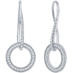 Classic Women's Earrings - Sterling Silver Infinity Design Round White CZ | D-7836