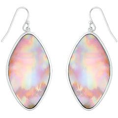 Classic Women's Earrings - Sterling Silver Large Marquise Shaped Pink MOP | D-4829