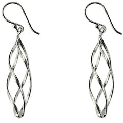 Classic Women's Earrings - Sterling Silver Long Twisted French Wire Closure | A-1914