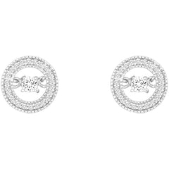 Classic Women's Earrings - Sterling Silver Micro Pave with Center CZ Circle | D-5203