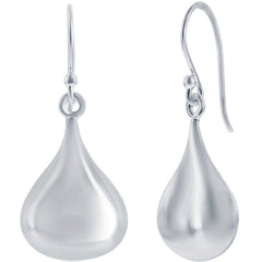 Classic Women's Earrings - Sterling Silver Teardrop Shape French Wire Closure | A-1165