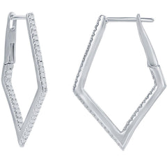 Classic Women's Earrings - Sterling Silver Ultra Thin 30mm CZ Diamond Hoop | D-7892
