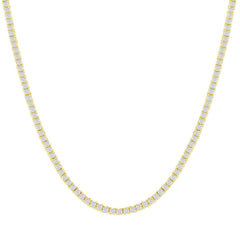 Classic Women's Necklace - Gold Plated Sterling Silver 2mm CZ Tennis | M-6885-16