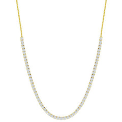 Classic Women's Necklace - Gold Sterling Silver 3mm CZ Tennis Adjustable | M-7019-GP
