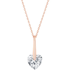 Classic Women's Necklace - Rose Gold Plated Sterling Silver 10mm Heart CZ | M-6779-RG