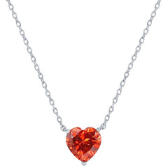 Classic Women's Necklace - Silver 8mm Burgundy January Heart Perciosa Crystal | M-7122